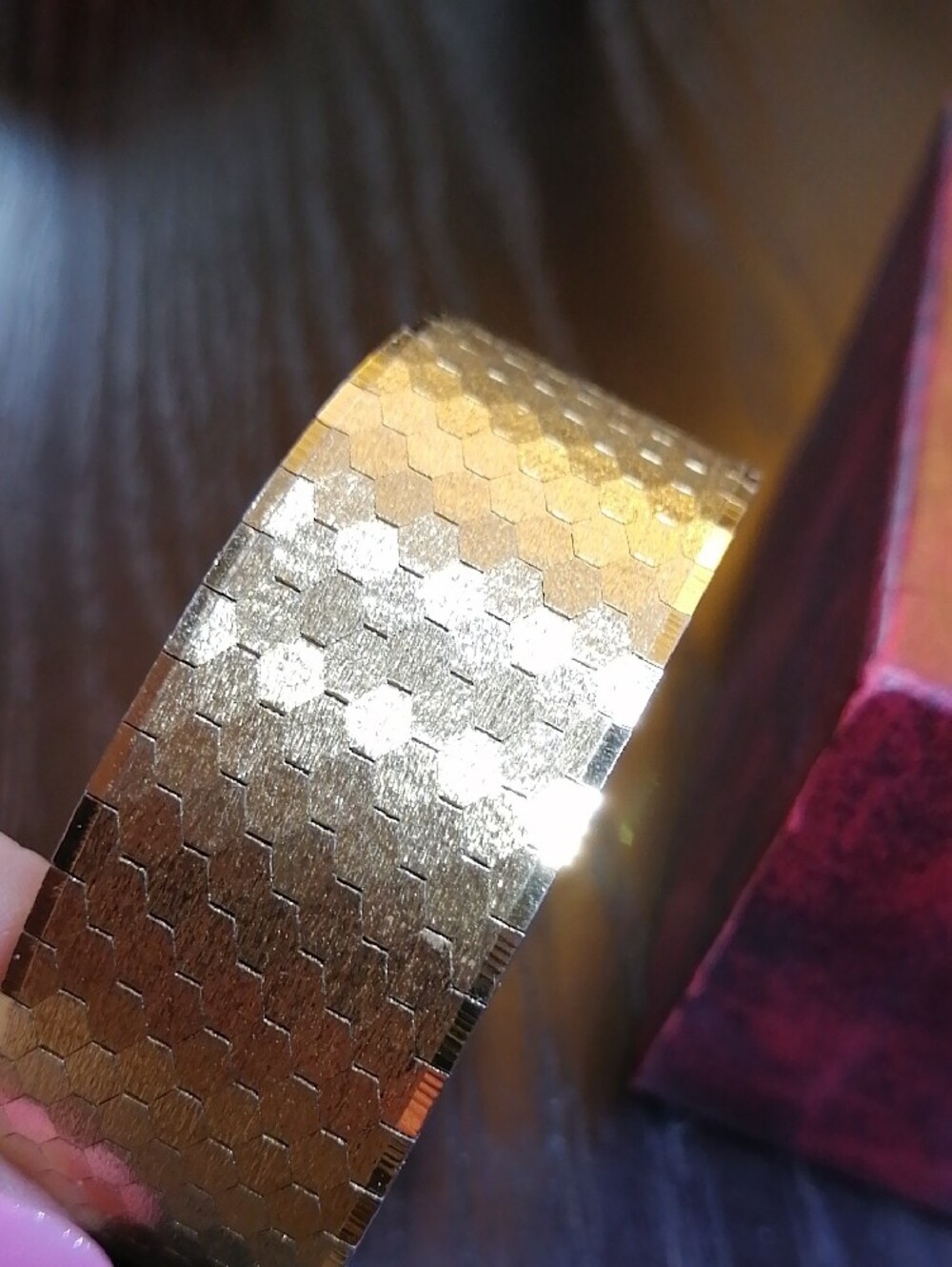 Gorgeous Gold Plated Quality Textured Wide Cuff Bracelet Fits 7